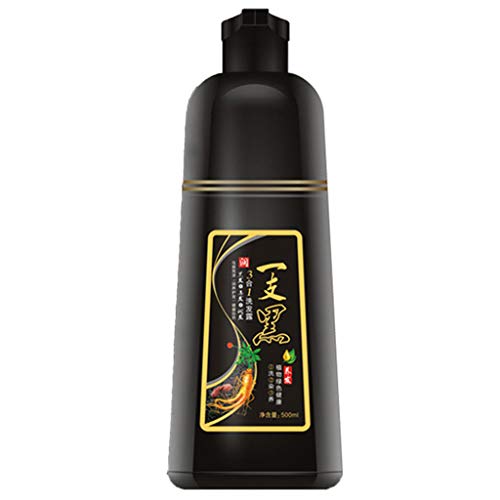 Black Hair Shampoo, Natural Ginger Instant Darkening Reverse Grey Hair Damaged Hair Care Volumizing Moisturizing Restore Lustrous and Shiny Hair for Men and Women, Temporary Hair Dye (500ml)