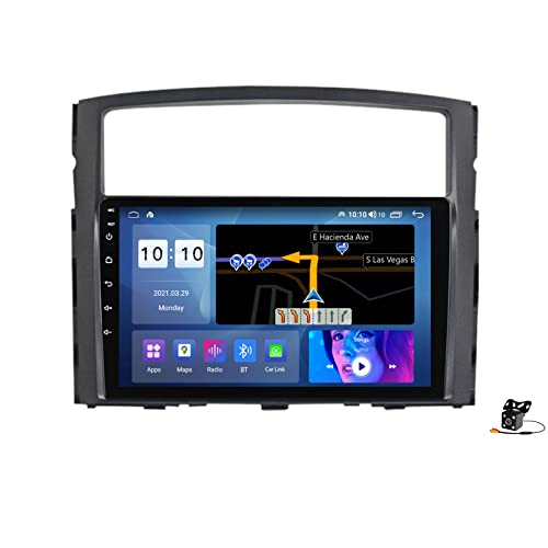HTXPSM Android 10.0 - Reproductor de DVD estéreo para coche, navegación GPS táctil, radio 2 DIN para Mitsubishi Pajero 2006-2014, navegación GPS, pantalla táctil de 9 pulgadas, reproductor multimedia