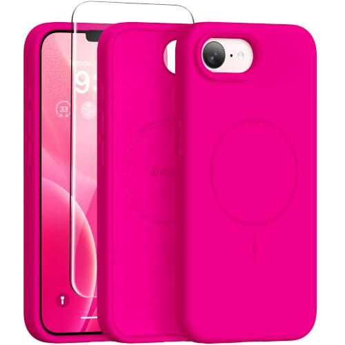 GONEZ Magnetic for iPhone 16e/17e Case, Silicone Cover Hot Pink