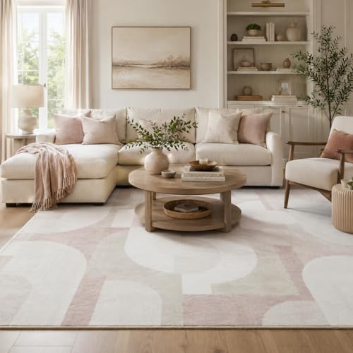 IGEMAEVE Modern Abstract Area Rug for Living Room Home Decor Beige 8x10