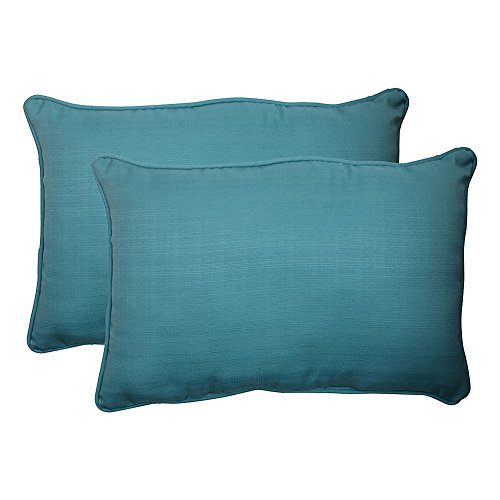 Pillow Perfect Indoor/Outdoor Forsyth Corded Oversized Rectangular Throw Pillow, Turquoise, Set of 2