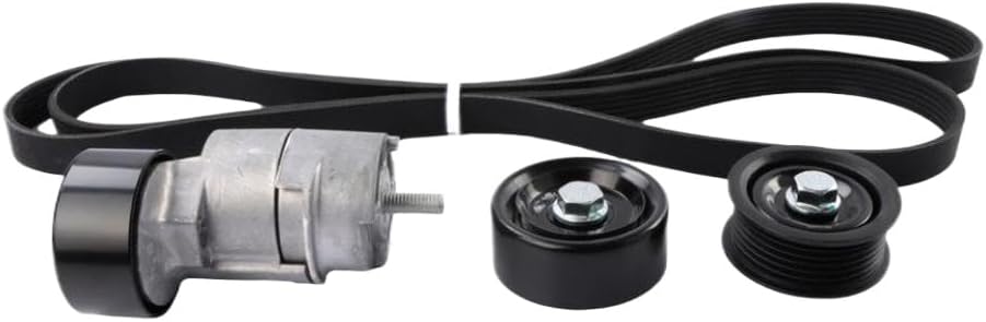 Belt Tensioner And Idler Pulley V-Ribbed Belt Kit Compatible With Santa Fe Sonata Tucson Optima 2010-2016 L4 25281-25000