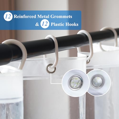 Image of Short Shower Curtain liner 60 inch Length, Midweight Clear Shower Curtain Sets for Bathtub-Premium PEVA Heavy Duty Bathroom Curtains with 12 Rustproof Grommets and 3 Magnets, Clear, 72x60 Inch
