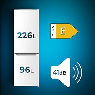 Cecotec Réfrigérateur Combiné 2 Portes Bolero CoolMarket Combi 322 White E. 322 L, Hauteur 185 cm et Largeur 60 cm, Basse Consommation, Système Multi Air Flow, Total No Frost et 2 Tiroirs.