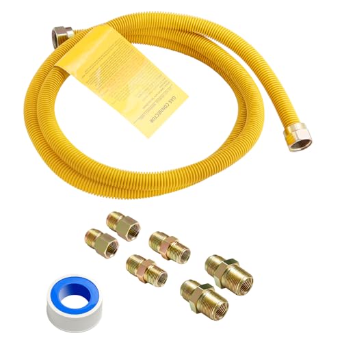 Roastove 72" Flexible Yellow Coated Gas Line Connector Kit