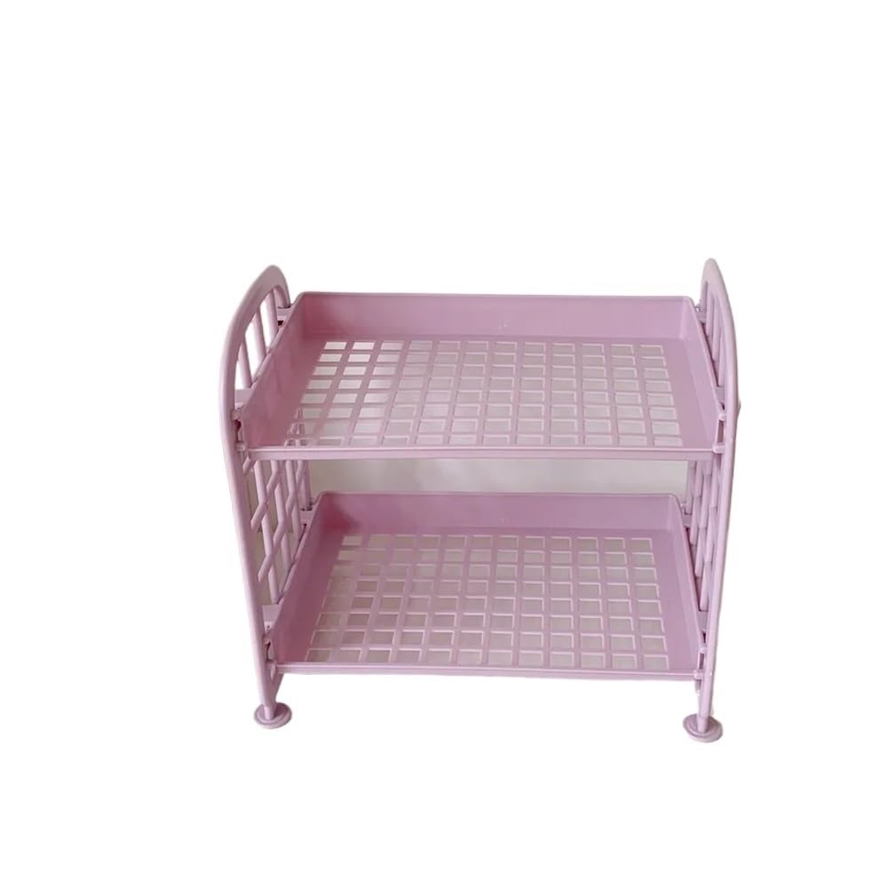 carxterken Desktop Stationery Rack Storage Holder Multi-Functional Plastic Shelf(Light purple)