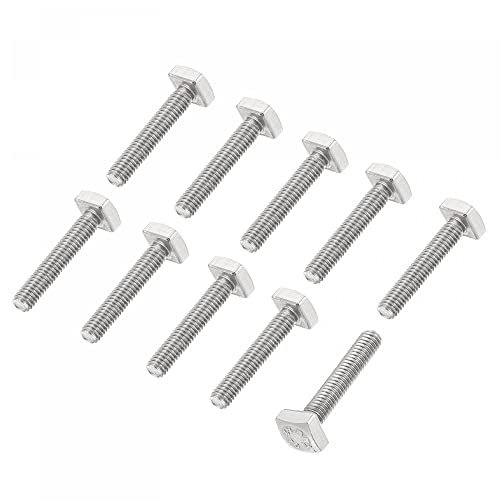 Image of uxcell Square Head Bolt, 10pcs M4x20mm Fully Thread 304 Stainless Steel Grade C Square Machine Screws