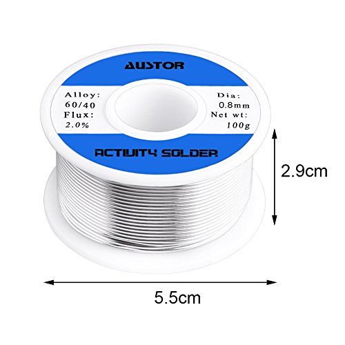 Austor 60-40 Tin Lead Rosin Core Solder Wire For Electrical Soldering (100G, 0.8Mm) #TOP3