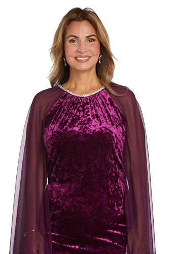 Image of R&M Richards Women's Metallic Foil Print Bodycon Dress W /Draped Capelet - Knee-Length Cocktail Party Outfit