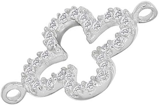 egemmall 1PC Sterling Silver CZ Flower Link Connector
