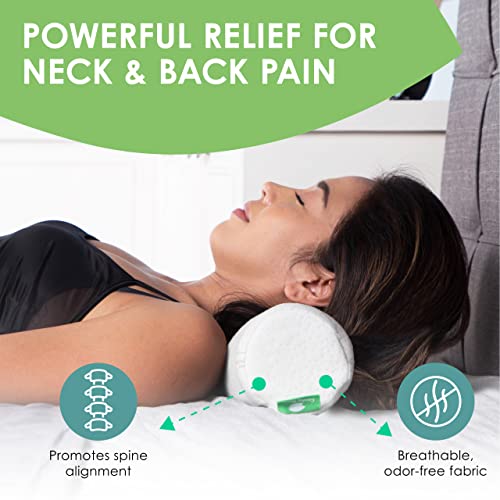 image for Cushy Form Neck Roll Pillow - Tube Pillow w/Washable Cover - Memory Fo