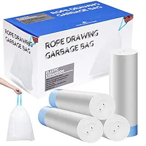 Trash Bags 4 Gallon With Handles Tall Kitchen Drawstring Trash Bags Portable Strong Rubbish Bags,Wastebasket Bags,72Count for Office, Kitchen,Bedroom Waste Bin,Environment-Friendly Clear Trash Bags.