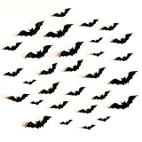 Fashionwu 3D Bats Stickers, Halloween Party Supplies Waterproof Scary Bats Wall Decals DIY Home Window Decor, Removable Bats Stickers for Indoor Outdoor Halloween Wall Decorations - 80pcs