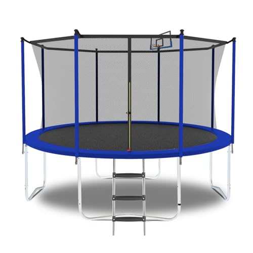 Livavege Trampolines 10FT Trampoline with Safety Enclosure Net & Ladder, Outdoor Trampoline for Kids and Adults with Heavy Duty Jumping Mat and Spring Cover Padding, 400LBS, ASTM Approved