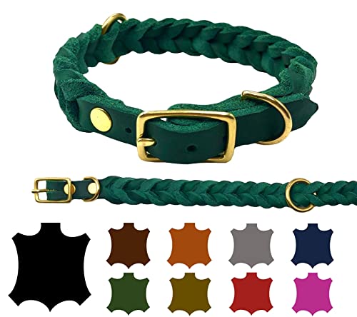 Michur Rodrigo Hundehalsband Aus Echtem Leder – Handgefertigt Mit Strasssteinen & Marmorierten Steinen – Braun-schwarz, Für Halsumfang 26-31 Cm