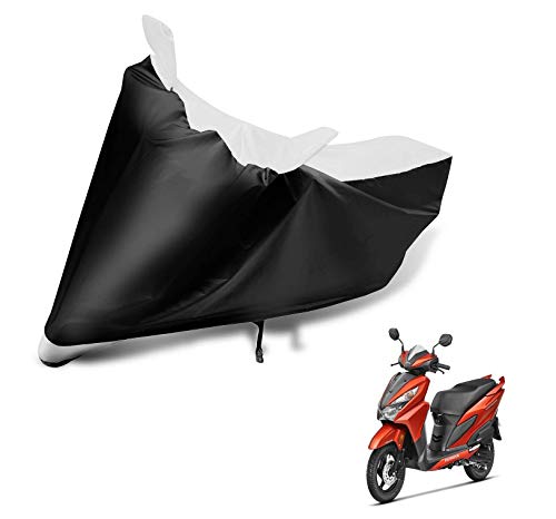 Image of Auto Hub Scooty Cover Compatible with Grazia with Mirror Pocket, Dustproof, Heat Resistant, Triple Stitched, Grazia Scooty Cover- Black, White