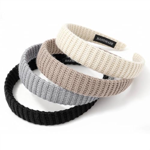 Image of DRESHOW 4 Pack Headbands for Women Thin Knitted Hairbands Turban Vintage Boho Head Bands Fashion Non Slip Head Wraps Hoop Hair Accessories