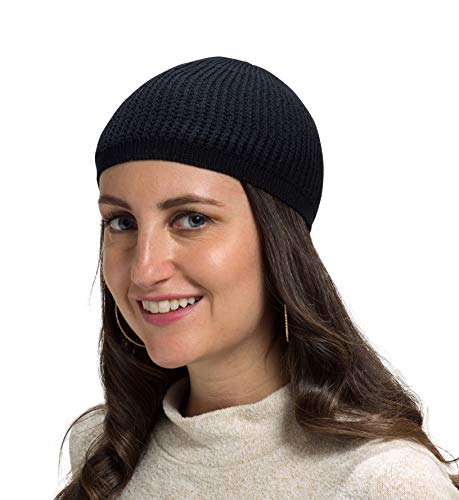 Candid Signature Apparel Skull Cap Kufi Beanies For Men & Women - 100% Cotton Skully, Running Cap & Helmet Liner, Checkered (Black) #TOP1