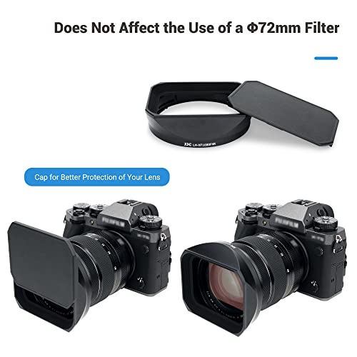 Image of JJC Metal Square Lens Hood Shade for Fujifilm XF 16-80mm f /4 R OIS WR Lens | for Fuji X-T5 X-T4 X-S10 X-T3 X-T2 X-H2 Camera with 16-80mm Kit Lens, for XF 16-55mm F2.8 R LM WR II Lens, No Vignetting