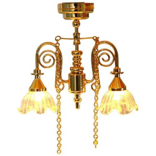 Lustre Maison poupée à Piles exquise, luminaire miniature réaliste 1:12