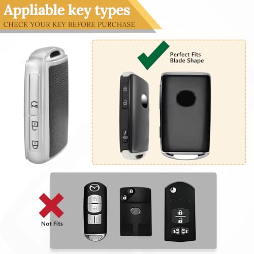 Image of Key Fob Cover for Mazda, Carbon-Fiber-Style Keychain Case, Silver
