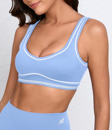 Image of Women Sweetheart Padded Sports Bra- Workout Fitness Square Neck Low Back Yoga Bra
