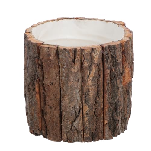 IWOWHERO Secchio in Legno Rustico con Rivestimento Naturale per Fiori Fioriera Robusta per Interno ed Esterno Vaso Naturale per Piante e Decorazioni da Giardino Barile in Legno Troncato
