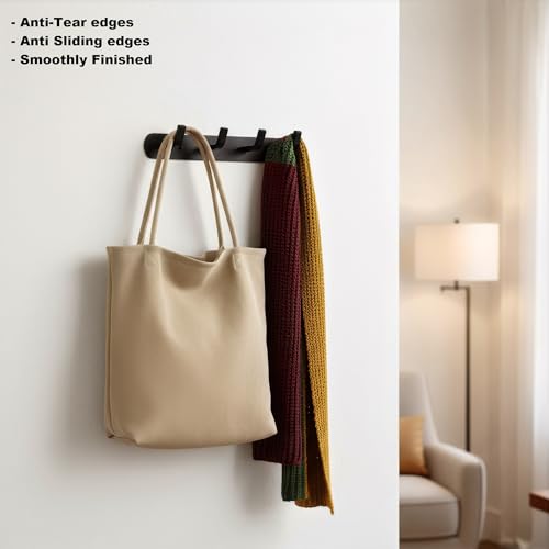 Image of SOSSI 4-Pin Cloth Hanger, Wall Mounted Hook Rail with 4 Hooks for Bathroom, Kitchen, Key Holder, Cloth-Towel Hanger, Robe Hooks (Pack of 2) (Matt Black)