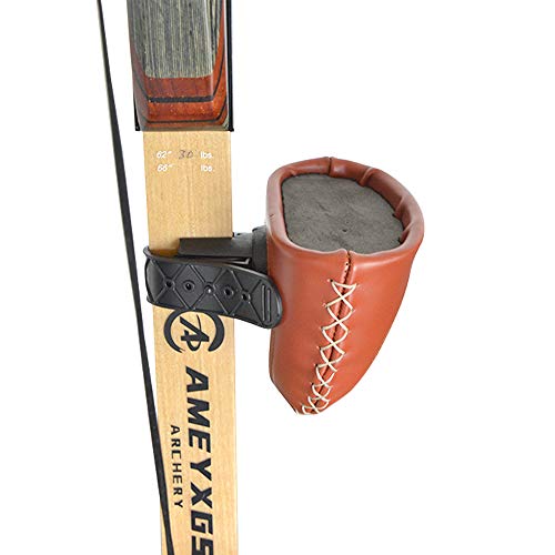 Archery 6-Arrow Longbow Leather Slide-On Quiver Holder Quick Disconnect Release Lock Mounting Archery Recurve Bow Arrow Case for Outdoor Hunting Shooting (6-Arrow Spot) - Thumbnail 3