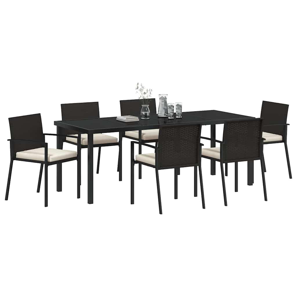 Ensemble de salle à manger pour jardin 7 pcs noir au design moderne et finitions haut de gamme