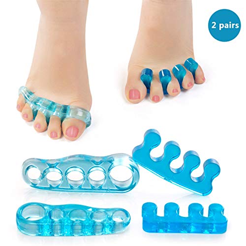 WIYFA Gel Toe Separators, Straighteners & Toe Stretcher for Fighting Bunions, Hammer Toes, Correct Your Toes Naturally, Use for Pedicure, Yoga & Running Blue 02