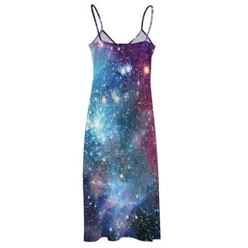 Robe longue galaxie d'exception : coupe maxi sans manches pour des vacances raffinées