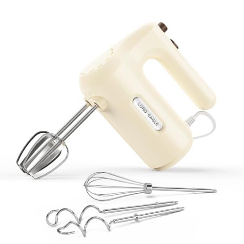 Image of Lord Eagle 5-Speed Small Hand Mixer Electric, 300W Compact Portable, Cream