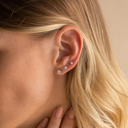 Image of 5 Pairs 14K Gold Plated Stud Earrings for Women, Hypoallergenic Earring Sets for Multiple Piercing, Premium Cubic Zirconia Studs Earrings for Women