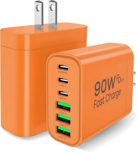 Image of 90W GaN USB C Charger Block [3 Pack],6-Port USB C Wall Charger Fast Charging 45W PD Power Adapter for MacBook Air /iPad Pro /iPhone 17Pro Max /Samsung Galaxy S24 Ultra /Tabs for Home Travel