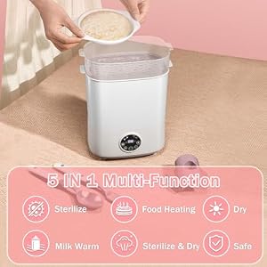 Fisca Baby Bottle Sterilizer and Dryer, 5-in-1 Large Capacity Bottle Sanitizer and Dryer, 2 Layers Compact Baby Bottle Electric Steam Sterilizer and Dryer for Baby Bottles, Pacifiers, Pump Parts — photo 2 of 6