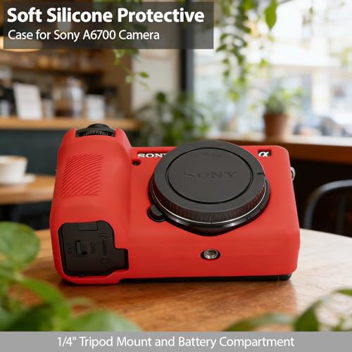 Funda suave de silicona para cámara Sony A6700, color rojo miniatura 4