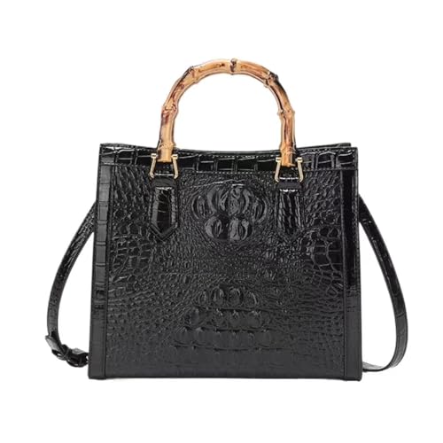 Bolso Tote para mujer con asa de bambú y piel sintética miniatura 1