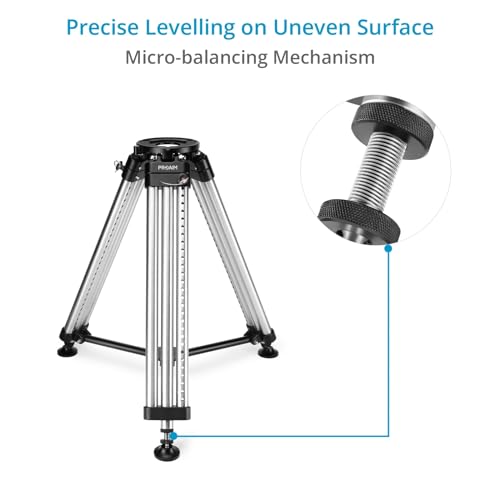 PROAIM Mitchell Heavy-Duty Camera Tripod Stand for Slider, Jib & Geared Heads. 28.8 to 49.2\" Height Range. Payload - 400kg / 882lb. Includes Leg Locking Pins, Mid-Level Spreader