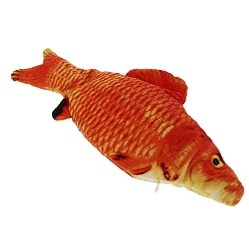 NOLITOY 1個 揺れる紅鯉 子猫の おもちゃ 刺激的な猫のおもちゃ きしむ犬の 猫ボールのおもちゃ 魚の模型 ペットの電気からかいおもちゃ ぬいぐるみ Orange