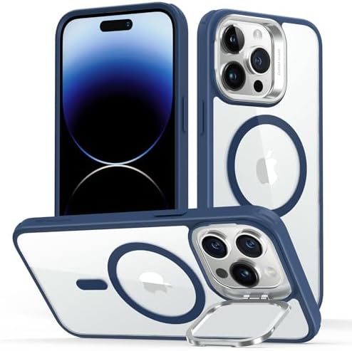 ESR for iPhone 14 Pro Max Case, Compatible with MagSafe, Built-in Camera Ring Stand, Military-Grade Protection, Magnetic Phone Case for iPhone 14 Pro Max, Classic Kickstand Case (HaloLock), Clear Blue