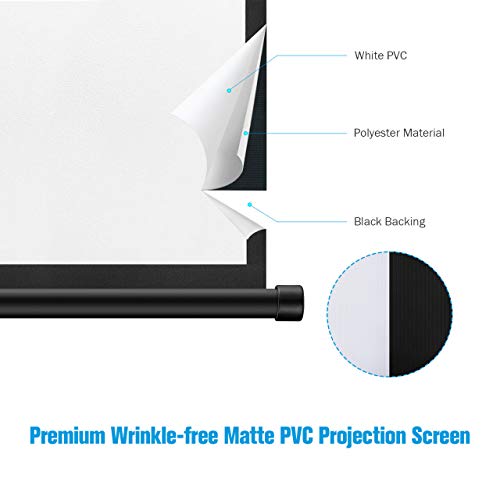 image for Powerextra 80 inch Projector Screen with Stand, 16:9 HD 4K Indoor Fold