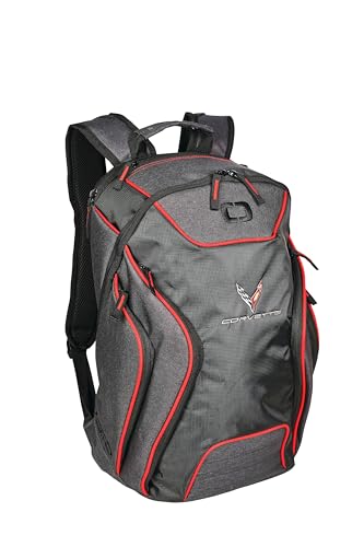 Corvette Sports Backpack, Black with Red Trim, 18.5x12x8 inches, 26L Capacity