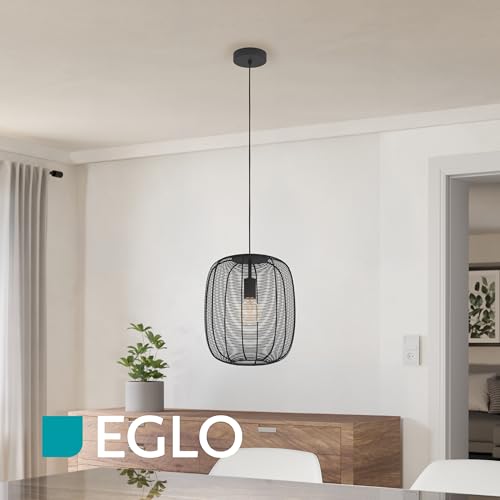 Lámpara colgante industrial de metal negro Eglo Rinroe casquillo E27 monofoco 4