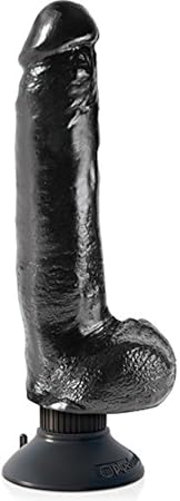 King Cock PENE REALÍSTICO VIBRADOR con TESTÍCULOS 23 CM Negro ...