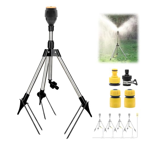 BAUSATZ Tripod Sprinkler, Garden Sprinklers for Lawns, Garden Sprinkler, Lawn Sprinkler, Grass Sprinkler, Water Sprinkler for Garden, Oscillating Sprinkler, 360 Rotating Sprinkler (1/2 inch connector)
