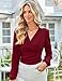 GRACE KARIN Long Sleeve Blouses for Women Dressy Casual, Wrap Tops Work Shirts, 2026 Spring Business Outfits Wine Red XL
