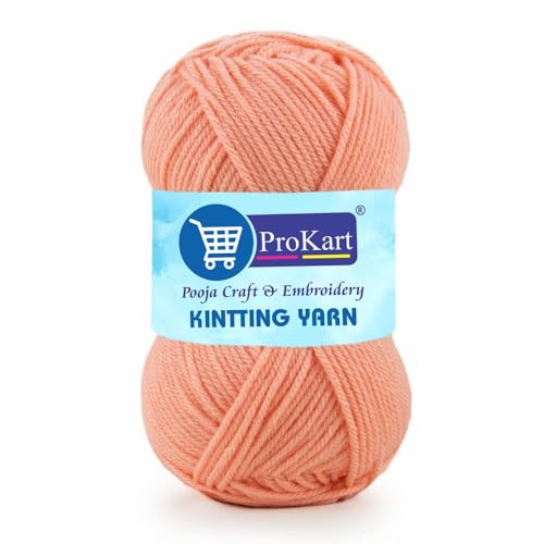 Image of ProKart Premium Woolen 4 ply Hand Knitting Wool Yarn | Fine Weight Knitted and Crocheted Soft Yarn for Sweater, Scarf, Hat, Baby Clothes, Baby Sports, Purse, Gift Bags & DIY Craft Accessories Projects (1 Ball /100 Gram Each) (Light Peach, 100gms x 4 Pack)