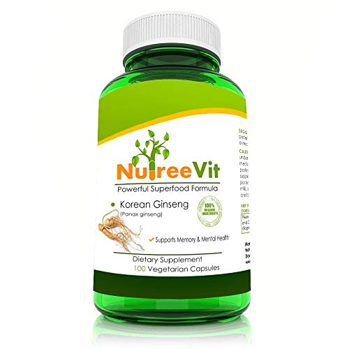 Pure 100% Korean PANAX Ginseng Vegetable Capsules (500mg) Memory Enhancement