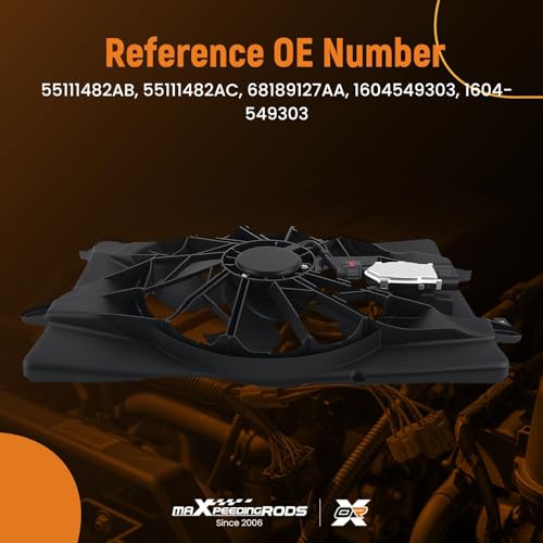 Image of maXpeedingrods 55111482AC Engine Radiator Cooling Fan Assembly for Dodge Dart 2013-2016, 55111482AB 68189127AA